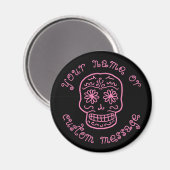 Roze doodle schedel met tekst magneet (Voorkant / Achterkant)