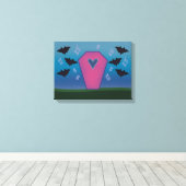 Roze doodskist canvasprint canvas afdruk (Insitu (Houten vloer))