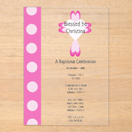 Roze Doop Acryl Uitnodiging voor Meisjes
