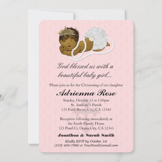 Roze doop- en doopuitnodigingen voor meisjes PINK  Kaart (Voorkant)