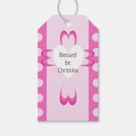 Roze doop favor cadeaukaartjes voor meisjes cadeaulabel