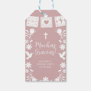 Roze doop favor tag cadeaulabel
