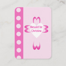 Roze Doop Heilige Gebedskaart voor Meisjes