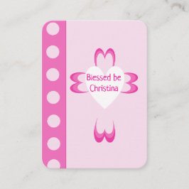 Roze Doop Heilige Gebedskaart voor Meisjes Contactkaartje