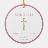 Roze | Doop Keepsake Keramisch Ornament (Voorkant)