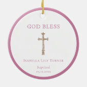 Roze | Doop Keepsake Keramisch Ornament (Achterkant)