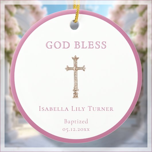 Roze | Doop Keepsake Keramisch Ornament