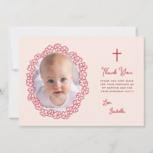 Roze Doop Meisje Foto & Rode Bloemenkrans Script