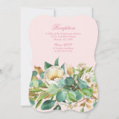 Roze doop met witte bloemen en gouden kruis kaart (Achterkant)