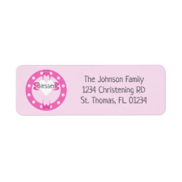 Roze doop retouradreslabels voor meisjes etiket