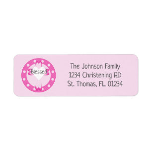 Roze doop retouradreslabels voor meisjes etiket
