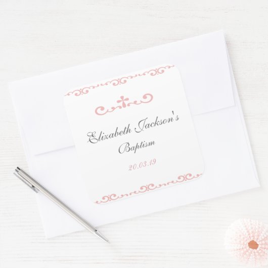  Roze Doop Sticker Labels (Envelop)