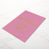Roze Doop Uitnodiging Echte Goud Folie (Gedraaid)