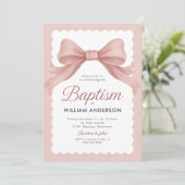 Roze Doop Uitnodiging met Elegante Boog en Klasse (Staand voorkant)