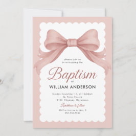 Roze Doop Uitnodiging met Elegante Boog en Klasse