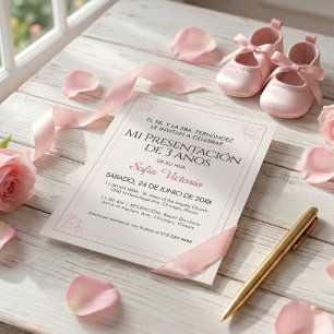 Roze Doop Uitnodiging – Mi Presentación Meisje