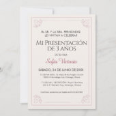 Roze Doop Uitnodiging – Mi Presentación Meisje (Voorkant)