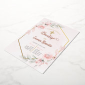 Roze doop voor meisje folie uitnodiging (Gedraaid)