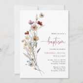 Roze Doop Wildflowers Kaart (Voorkant)