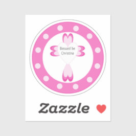 Roze doopstickers voor meisjes sticker