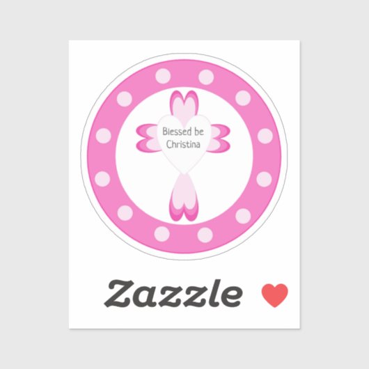 Roze doopstickers voor meisjes sticker (Vel)
