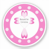 Roze doopstickers voor meisjes sticker (Voorkant)