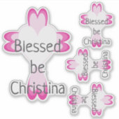 Roze doopstickers voor meisjes sticker (Voorkant)