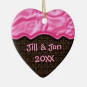 Roze, door Chocolade gezoet Heart Aangepaste Foto  Keramisch Ornament (Rechts)