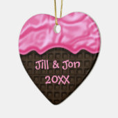 Roze, door Chocolade gezoet Heart Aangepaste Foto  Keramisch Ornament (Links)