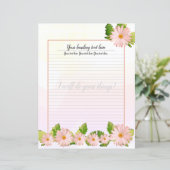 Roze, door Floral gelinkt schrijfpapier (Staand voorkant)