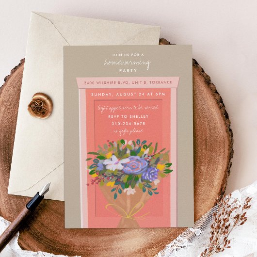 Roze door Housewarming Party geïllustreerd Kaart