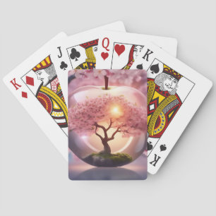 Roze Doorschijnende Apple met de Scène van de Appe Pokerkaarten