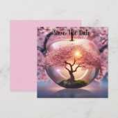 Roze Doorschijnende Apple met de Scène van de Appe Save The Date (Voorkant / Achterkant)