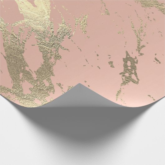 Roze, doorschijnende pastel Gold Marble Shiny Abst Cadeaupapier (Hoek)