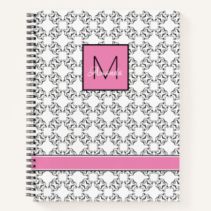 Roze doos op Zwart-wit patroon Notitieboek