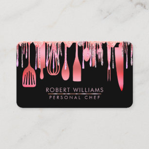 Roze dop Keukengereedschap Glitter Faux Visitekaartje