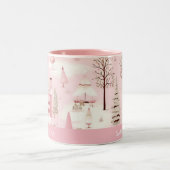 Roze dorp winter kerst mok (Center)