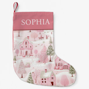 Roze Dorp Winter Wonderland Meisjes Kleine Kerstsok