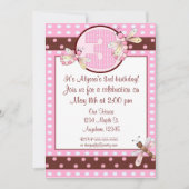 roze dot dragonfly op 3de verjaardagsfeestje , uit kaart (Voorkant)