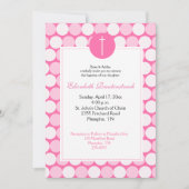 Roze Dot Modern Photo Baptisme Invitation Kaart (Voorkant)