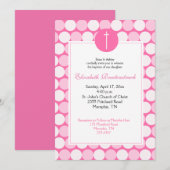 Roze Dot Modern Photo Baptisme Invitation Kaart (Voorkant / Achterkant)