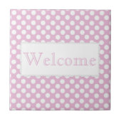 Roze Dotty Polka Dot Ceramic Tile Tegeltje (Voorkant)