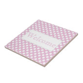 Roze Dotty Polka Dot Ceramic Tile Tegeltje (Zijkant)