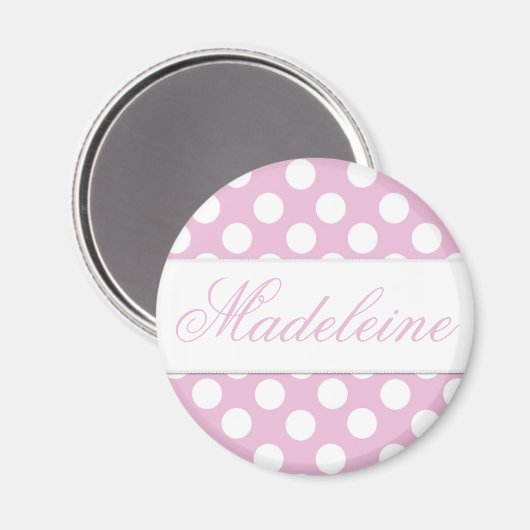 Roze Dotty Ronde Magneet (Voorkant / Achterkant)