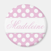Roze Dotty Ronde Magneet (Voorkant)