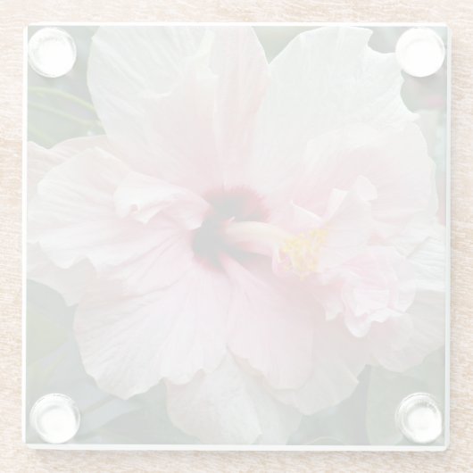 Roze Double Hibiscus Floral Glazen Onderzetter (Achterkant)