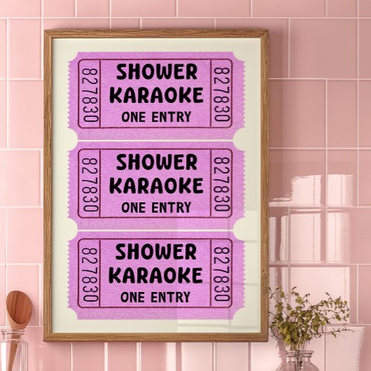 Roze Douche Karaoke Ticket Poster