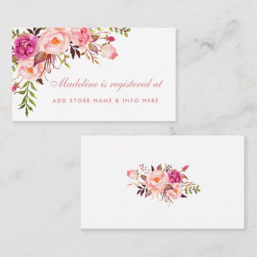 Roze Douche Registry Insert Kaart (Voorkant / Achterkant)