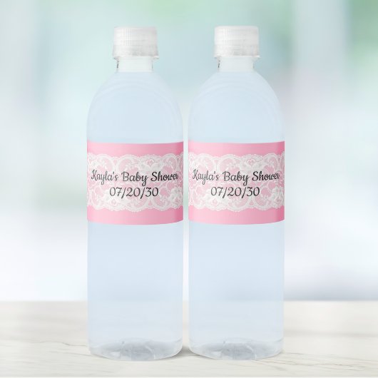 Roze douche waterfles etiket