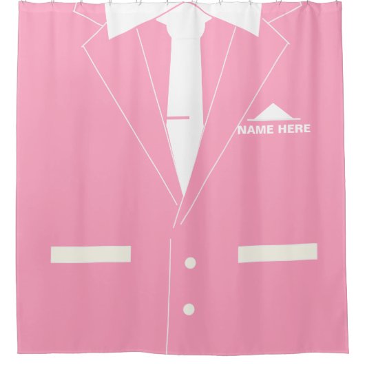 Roze douchegordijn zakelijke pak met aangepaste na (Voorkant)
